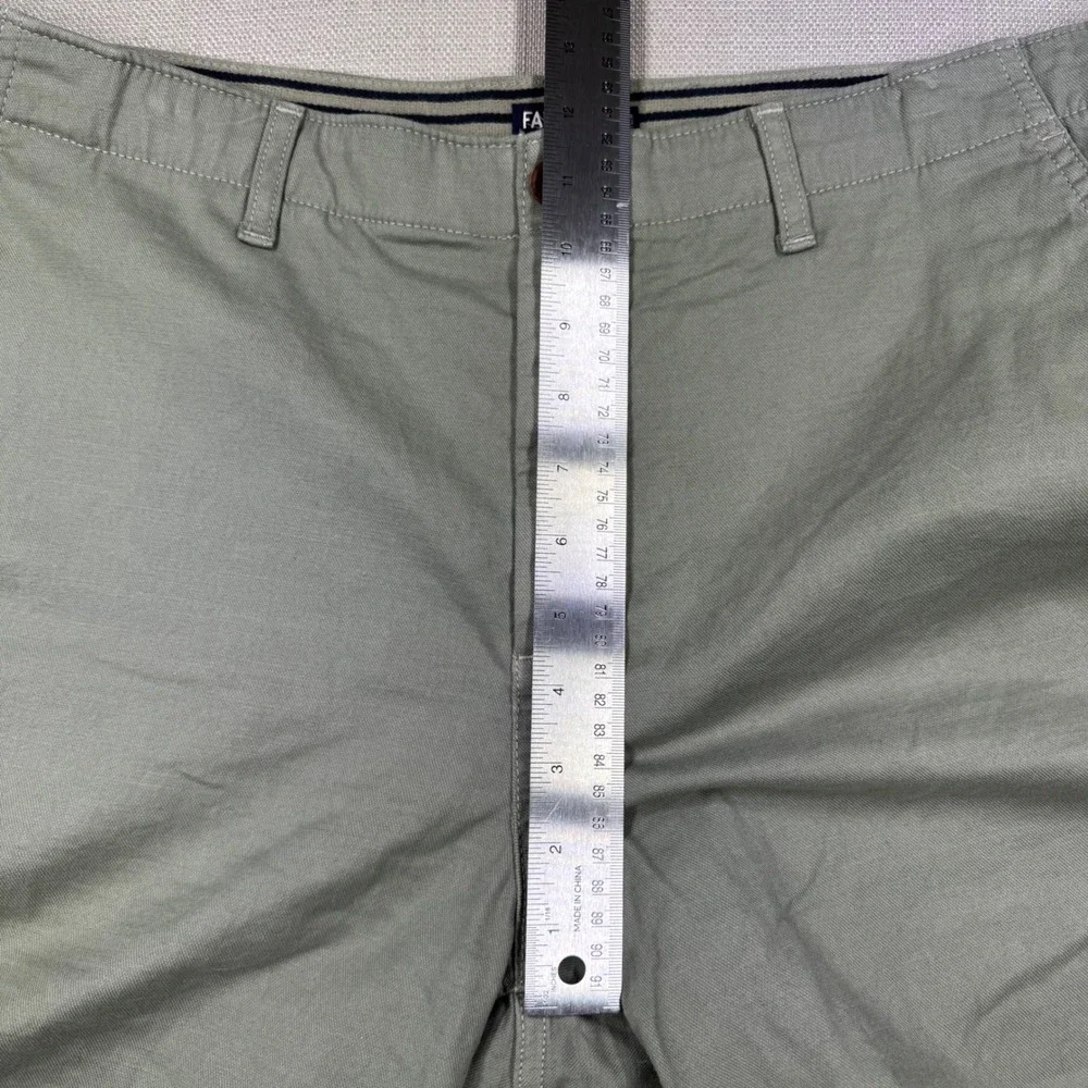 Faherty Reserve Mens Chino Shorts Olive Green Size 35 Flat Front 7 Inch Inseam